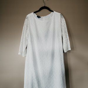 Embroidered White Dress with Delicate Leaf Detail